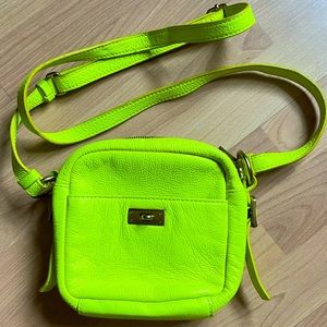 GUC J. Crew Leather Handbag with Adjustable Crossbody Strap, Neon Lime Green